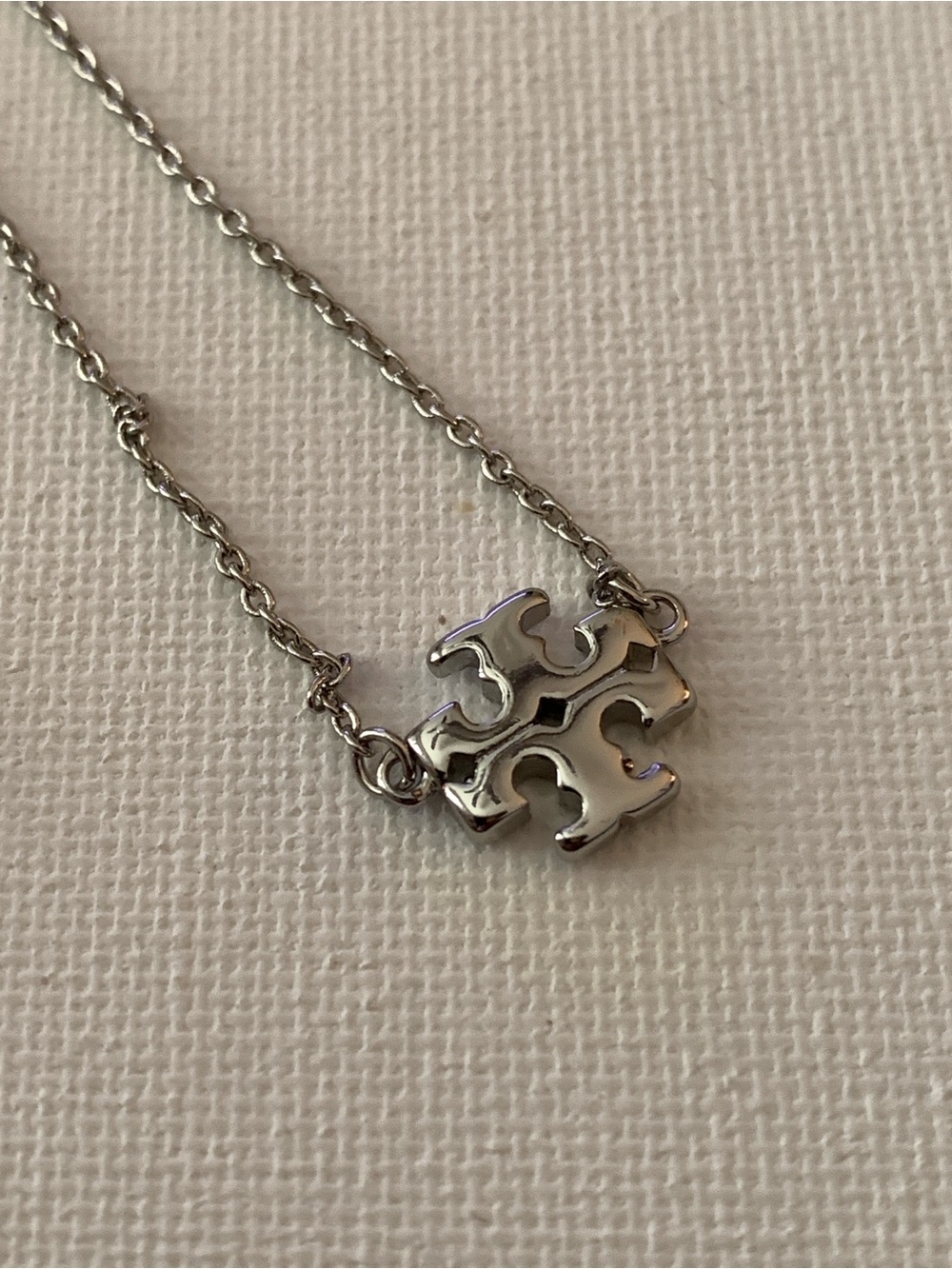 Tory Burch Silver Logo Pendant Necklace - Picture 2 of 3
